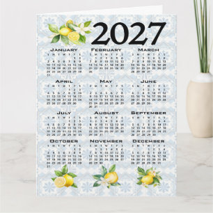 2027 Calendar Lemons Italian Mediterranean Tiles Card