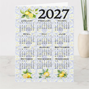2027 Calendar Lemons Italian Mediterranean Tiles Card
