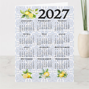 2027 Calendar Lemons Italian Mediterranean Tiles Card