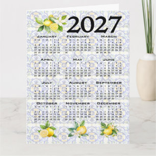2027 Calendar Lemons Italian Mediterranean Tiles Card