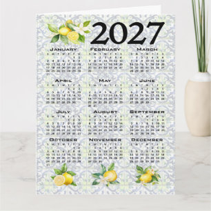 2027 Calendar Lemons Italian Mediterranean Tiles Card