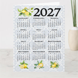 2027 Calendar Lemons Italian Mediterranean Tiles Card