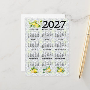 2027 Calendar Lemons Italian Mediterranean Tiles Postcard