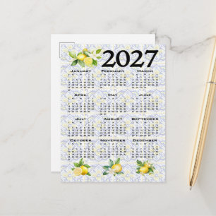 2027 Calendar Lemons Italian Mediterranean Tiles Postcard