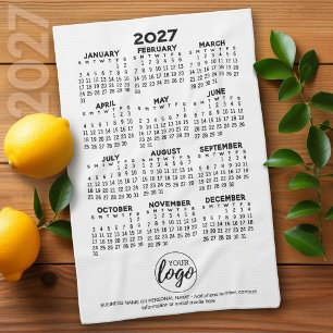 2027 Calendar - logo, business promo Kitchen Towel