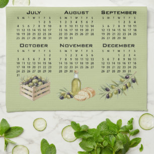 2027 Calendar, Mediterranean Olives, Green Kitchen Towel