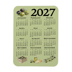 2027 Calendar, Mediterranean Olives, Green Magnet