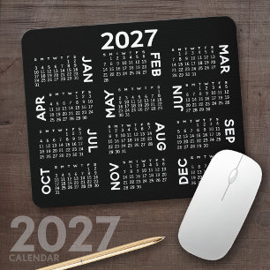 2027 Calendar - modern black and white simple Mouse Pad