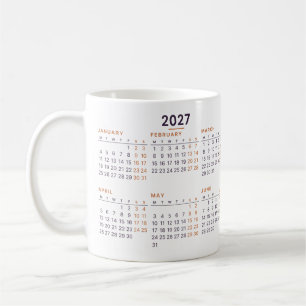 2027 Calendar Monday Start Plum Copper Mug