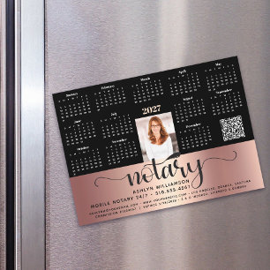 2027 Calendar Notary Black Pink QR Code Magnet