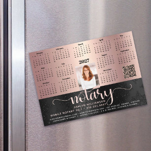 2027 Calendar Notary Pink Black QR Code Magnet