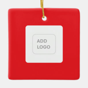 2027 Calendar Red QR Code Business Logo Ceramic Ornament