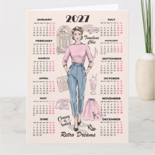 2027 Calendar Retro Dreams Greeting Card