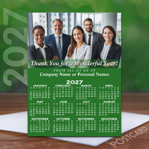 2027 Calendar Thanks for Great Year Green Business Holiday Postcard