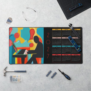 2027 Calendar The Pianist Original Oil Painting Desk Mat
