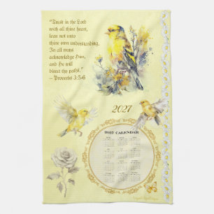 2027 Calendar Towel Goldfinch Trust in the Lord