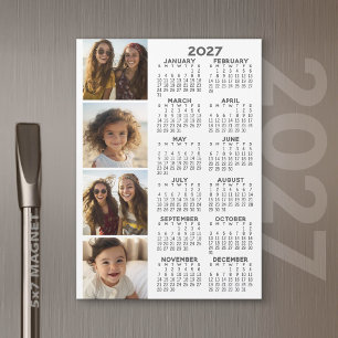 2027 Calendar with 4 Photo Collage Magnetic Card