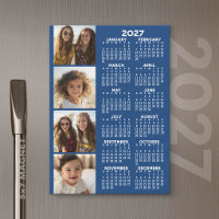2027 Calendar with 4 Photo Collage Magnetic Card