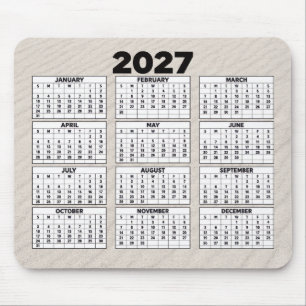 2027 Calendar with Beach Sand Background Mouse Pad