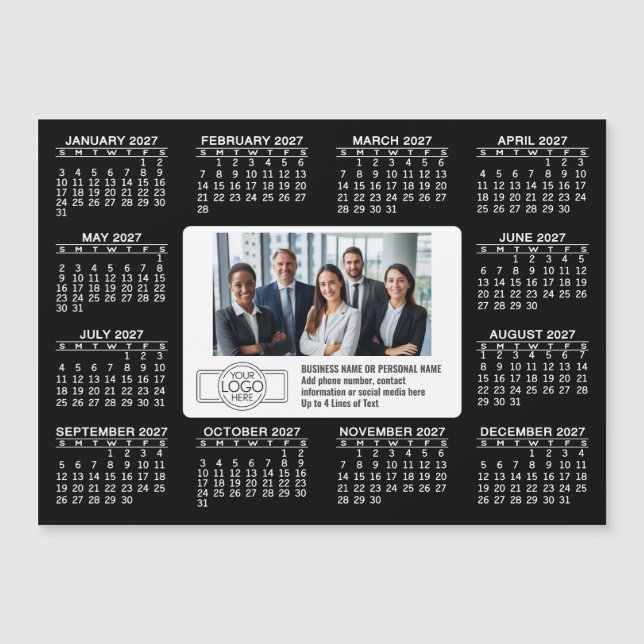 2027 Calendar with logo Contact Information Magnet (Front)