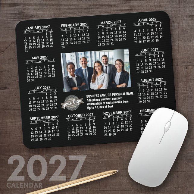 2027 Calendar with logo Contact Information Mouse Pad (2027 Calendar Mousepad)