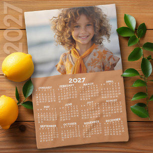 2027 Calendar with Photo - Year View - Terra Cotta Kitchen Towel
