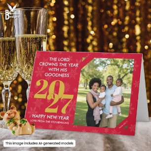 2027 Christian Family Photo Happy New Year Card