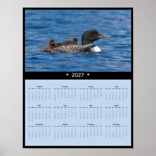 2027 Common Loon Wall Calendar - Peaceful Lakes Poster