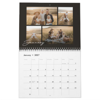 2027 Custom Family Photo Modern Elegant Script  Calendar