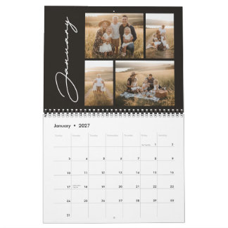 2027 Custom Family Photo Modern Elegant Script  Calendar