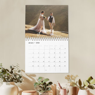 2027 Custom Wedding Photo Chic Script Calendar
