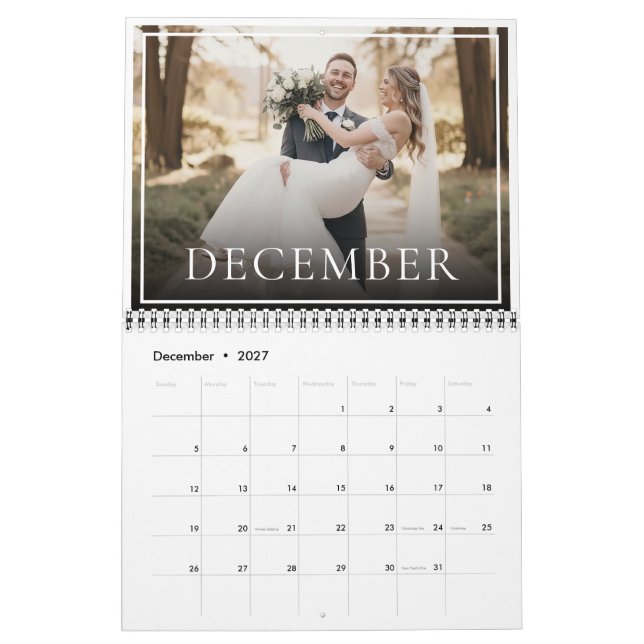2027 Custom Wedding Photo Newlywed Chic Calendar (Dec 2027)