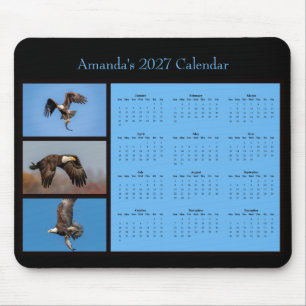 2027 Customizable Bald Eagle Desk Calendar Mouse Pad