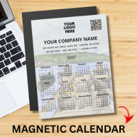2027 Dock Water Magnet Calendar Business Logo QR 