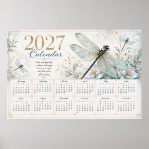 2027 Dragonfly Wall Calendar Poster