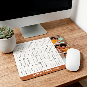2027 Family Photo Collage Mouse Pad Calendar