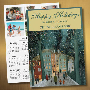 2027 Festive 6 Photo Personalized 2027 Calendar  Holiday Card