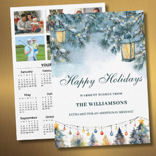 2027 Festive 6 Photo Personalized 2027 Calendar  Holiday Card