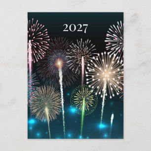 2027 Fireworks, Happy New Year  Postcard