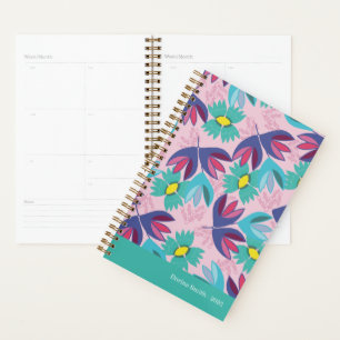 2027 floral green pink modern colourful feminine planner