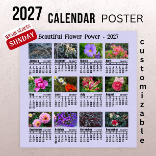 2027 Flower Photo Calendar - Sunday Week  Poster