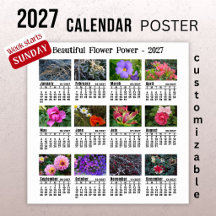 2027 Flower Photo Calendar - Sunday Week 