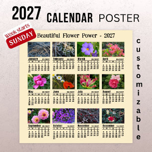 2027 Flower Photo Calendar - Sunday Week Poster