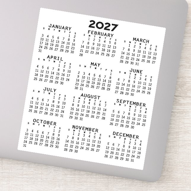 2027 Full Year View Calendar - Basic Minimal (Detail)