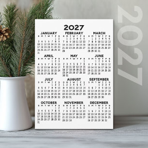 2027 Full Year View Calendar - Basic Minimal Card