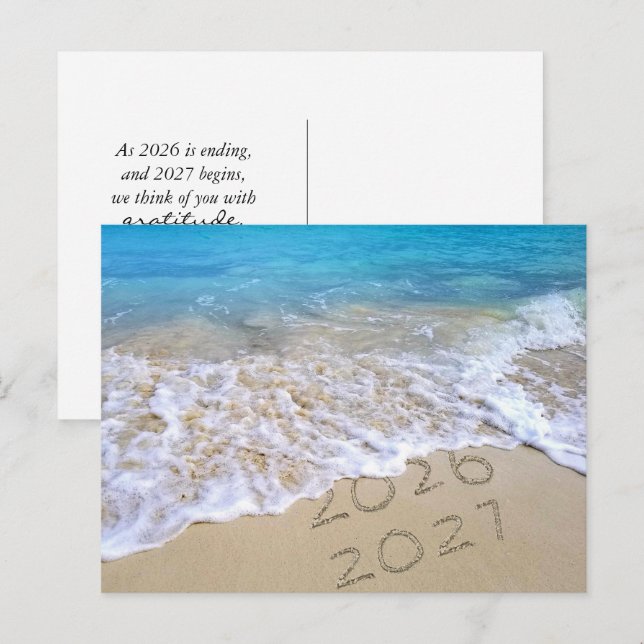 2027 Happy New Year Beach Postcard (Front/Back)