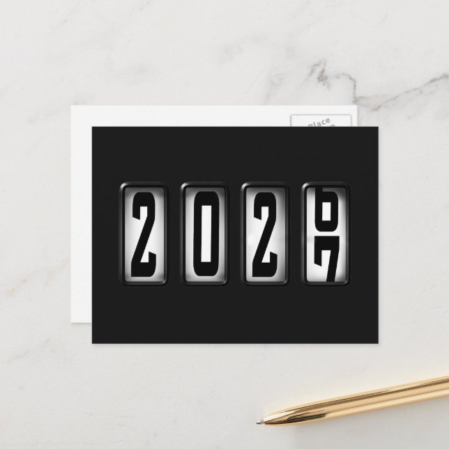 2027 Happy New Year Odometer Postcard (Front/Back In Situ)