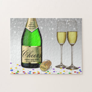 2027 Happy New Year Sparkling Wine Bottle Jigsaw Puzzle