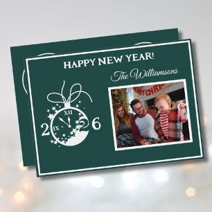 2027 Happy New Year's 4 Photo Clock Card