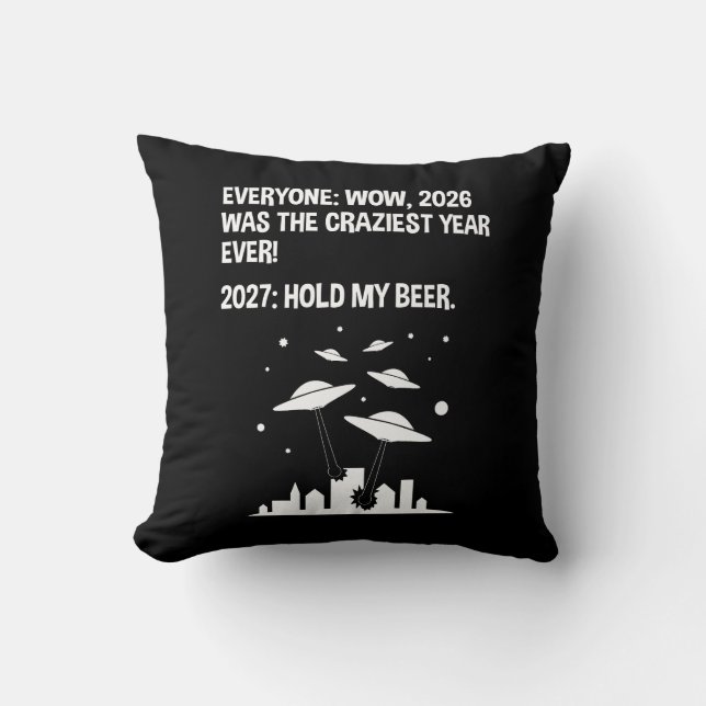 2027 Hold My Beer Throw Pillow (Front)